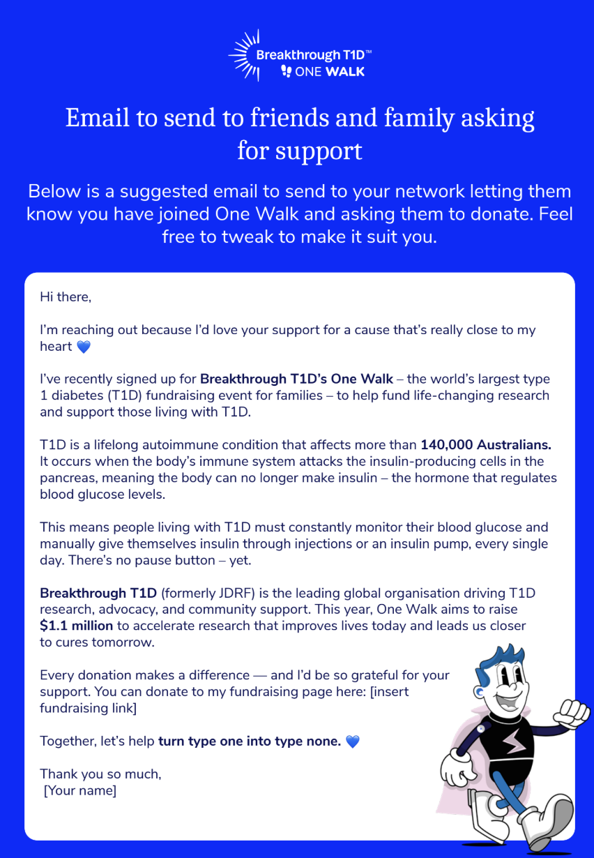 Email template: Ask friends & family for support