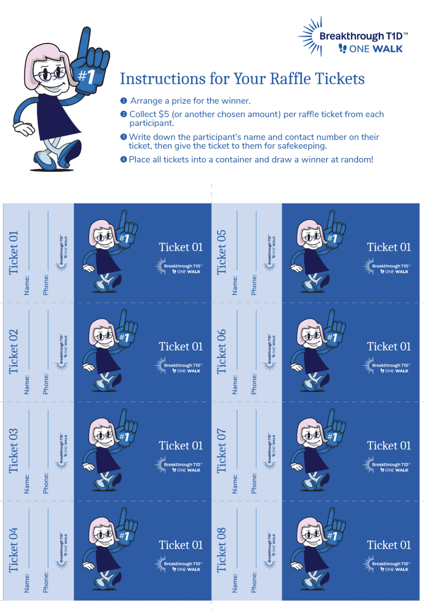 One Walk printable raffle tickets